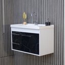 Ver imagem 4 de Kit Armário para Banheiro 60cm Mdf com Cuba + Espelheira - Potenza Preto