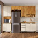 Ver imagem 1 de Cozinha Compacta Modulada 4 Peças 11 Portas e Tampo 100% MDF Frisado Itália Yescasa Bege/Amêndoa/Off White