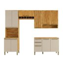 Ver imagem 3 de Cozinha Compacta Modulada 4 Peças 11 Portas e Tampo 100% MDF Frisado Itália Yescasa Bege/Amêndoa/Off White
