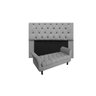 CONJUNTO CABECEIRA MIRAGE QUEEN 160CM + RECAMIER CALÇADEIRA NEW GRECIA 160CM SUEDE CINZA - 1
