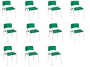 Ver imagem 2 de Kit 11 Cadeira Iso Infantil Creche, Escola Base Branco Verde Escuro