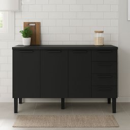 Armário de Cozinha 144cm 100% Aço 3 Porta e 4 Gavetas Balcão:preto - 2