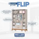 Ver imagem 3 de Jogo de Quarto Infantil Flip Guarda Roupa 4 Portas e Cômoda 1 Porta Areia Fosco - Reller Móveis