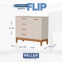 Ver imagem 7 de Jogo de Quarto Infantil Flip Guarda Roupa 4 Portas e Cômoda 1 Porta Areia Fosco - Reller Móveis