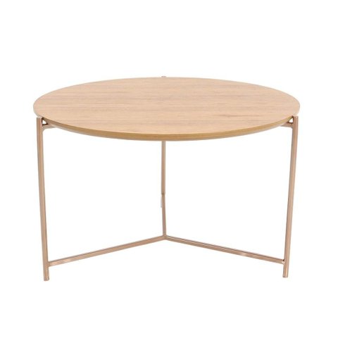 Mesa de Centro Oriente Redonda Nacional Móveis 61 Cm (largura) Tampo Mdf Amêndoa Base Metal