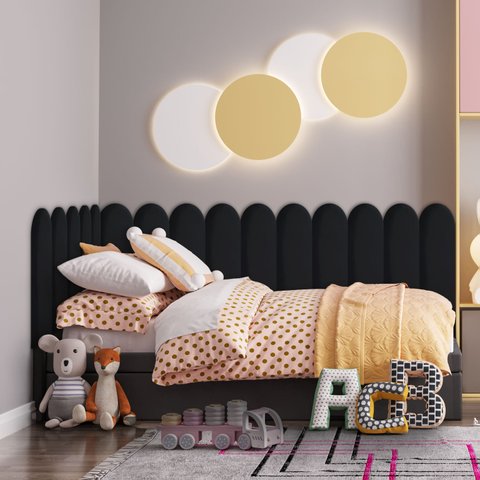 Kit 9 Placas Cabeceira Nuvem Estofada para Cama Box - Módulo 20 Cm X 60 Cm:preto