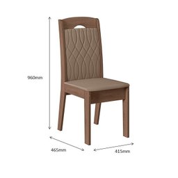 CONJUNTO SALA DE JANTAR BÉLGICA 1,35 X 0,90 COM 6 CADEIRAS AMÊNDOA 73B - 4