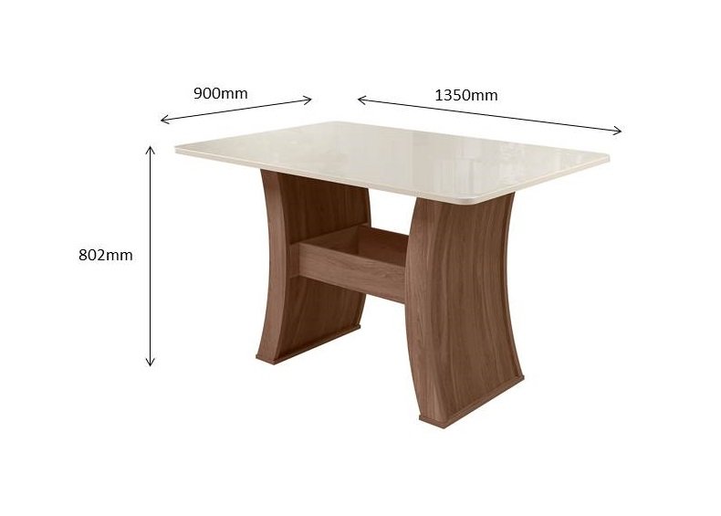 CONJUNTO SALA DE JANTAR BÉLGICA 1,35 X 0,90 COM 6 CADEIRAS AMÊNDOA 73B - 3