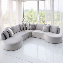 Sofá de Canto 6 Lugares Conte Sala Estar ou Living Premium Cor:linho Cinza 134 - 2