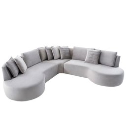 Sofá de Canto 6 Lugares Conte Sala Estar ou Living Premium Cor:linho Cinza 134 - 1