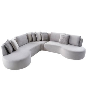 Sofá de Canto 6 Lugares Conte Sala Estar ou Living Premium Cor:linho Cinza 134
