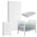 Ver imagem 1 de Quarto de Bebê 3 Portas Ternura Baby com Berço Lila Branco Brilho com Colchão Gazin - Incorplac