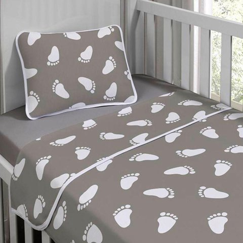 Jogo de Cama Tecebem Malha Mini Cama(montessoriana) Mia 3 Peças Cinza