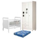 Ver imagem 1 de Berço Americano com Guarda Roupa e Colchão Soninho MDF Branco Acetinado Tigus Móveis