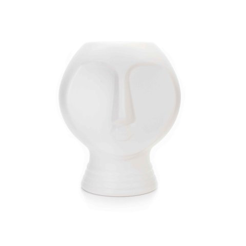 Vaso Decorativo Rosto em Cerâmica Branco 18x14 cm - D’Rossi
