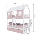 Ver imagem 3 de Beliche Casinha Encantada com 02 Gavetas Madeira Maciça Rosa/ Branco Megamobilia