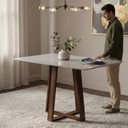 Ver imagem 6 de Mesa de Jantar 4 Lugares Retangular Isis Tampo de Vidro Off-White Pés em Madeira Maciça Imbuia