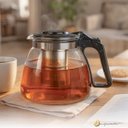 Ver imagem 5 de Bule Chaleira de Vidro 1000ml com Coador Aço Inox para Chá e Café