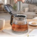 Ver imagem 4 de Bule Chaleira de Vidro 1000ml com Coador Aço Inox para Chá e Café