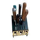 Ver imagem 4 de Porta Facas Faqueiro Organizador de Cozinha Gourmet Bbq Decor Gold