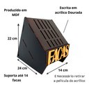 Ver imagem 7 de Porta Facas Faqueiro Organizador de Cozinha Gourmet Bbq Decor Gold