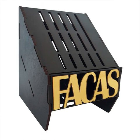 Porta Facas Faqueiro Organizador de Cozinha Gourmet Bbq Decor Gold