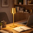 Ver imagem 5 de Luminária de Mesa Clássica Dourada Led Touch sem Fio Recarregável Dimerizável Usb com 3 Tons de Luz