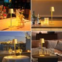 Ver imagem 7 de Luminária de Mesa Clássica Dourada Led Touch sem Fio Recarregável Dimerizável Usb com 3 Tons de Luz