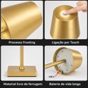 Ver imagem 4 de Luminária de Mesa Clássica Dourada Led Touch sem Fio Recarregável Dimerizável Usb com 3 Tons de Luz