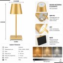 Ver imagem 2 de Luminária de Mesa Clássica Dourada Led Touch sem Fio Recarregável Dimerizável Usb com 3 Tons de Luz