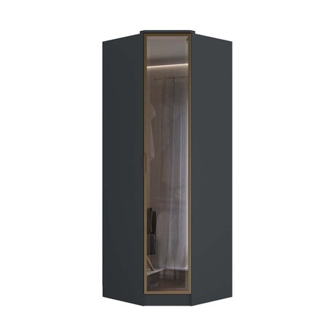 Guarda Roupa Ravi Canto 1 Porta Reflecta com LED Grafitto