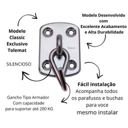Gancho De Rede, Reforçado, Modelo Classic,Cromado,200Kg - 3