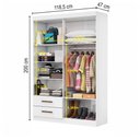 Ver imagem 4 de Guarda-roupa Solteiro Genova 4 Portas 2 Gavetas com Espelho Branco - Carioca Móveis