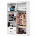 Ver imagem 3 de Guarda-roupa Solteiro Genova 4 Portas 2 Gavetas com Espelho Branco - Carioca Móveis