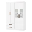 Ver imagem 2 de Guarda-roupa Solteiro Genova 4 Portas 2 Gavetas com Espelho Branco - Carioca Móveis