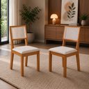Ver imagem 2 de Conjunto 2 Cadeiras para Sala de Jantar Clara de Madeira MDF com Telinha Tipo Ratan
