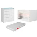 Ver imagem 1 de Quarto de Bebê Cômoda 2523 e Berço 1344 Doce Sonho com Colchão Branco - Qmovi