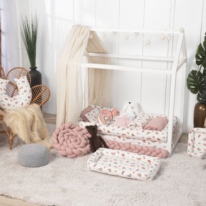 Kit Protetor de Mini Cama 100% Algodão Percal 200 Fios Rolinho Moderninhos 08 Peças:hippie Chic