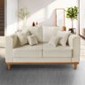 Sofá Viena 02 Lugares com Base de Madeira Suede Bege - Madeira Prima Deccor - 1
