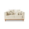 Sofá Viena 02 Lugares com Base de Madeira Suede Bege - Madeira Prima Deccor - 2