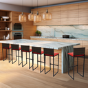 Ver imagem 6 de Kit 6 Bancos Quadrado Junco Argila para Bancada Alta Cozinha Área Gourmet Bistrô Piscina Bar