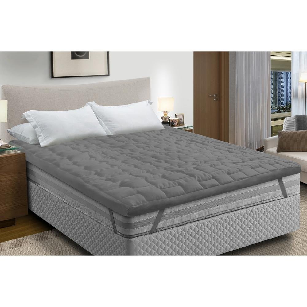 Pillow Top Casal Bordado Dupla Face Trevalla 138x188cm Espuma Soft