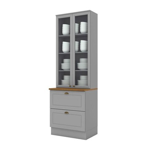 Cristaleira Americana Cinza com Tampo Naturale – Henn