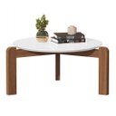 Ver imagem 1 de Mesa de Centro Sala de Estar Áustria Decoração Pés Madeira Tampo Redondo Branco