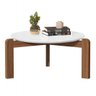 Mesa de Centro Sala de Estar Áustria Decoração Pés Madeira Tampo Redondo Branco - 1