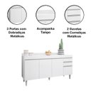 Ver imagem 3 de Balcão para Cozinha 160 cm com Tampo 4 Portas Lena Branco