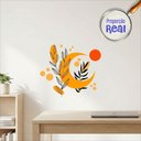 Ver imagem 2 de Adesivo Floral Boho Laranja Estilo Nórdico 80x68 Minimalista Mod.05