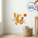 Ver imagem 1 de Adesivo Floral Boho Laranja Estilo Nórdico 80x68 Minimalista Mod.05