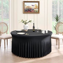 Toalha Spandex para Mesa Redonda 152cm - Preta - 5