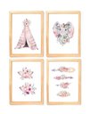 Ver imagem 1 de Kit Quadro Infantil Cabana Flores Decorativo Quarto Criança Enxoval Bebê Menina